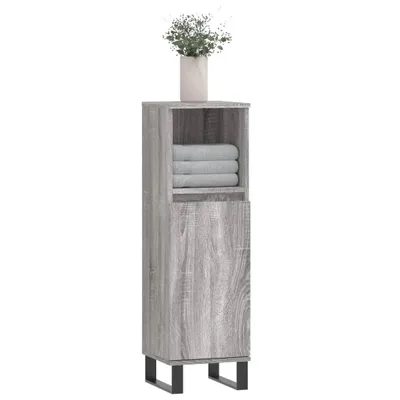 Produktbild von Möbel Badkommode/Badschrank Modernes Design - Badezimmerschrank Badmöbel - Grau Sonoma 30x30x100 cm Holzwerkstoff Top2134254