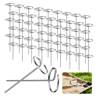 Produktbild von 4MM Extra Dicke 100x G-Förmige Erdanker, Verstärkte Bodenanker(150x60mm) Heringe Erdnägel Stabil, Verzinkte Heringe