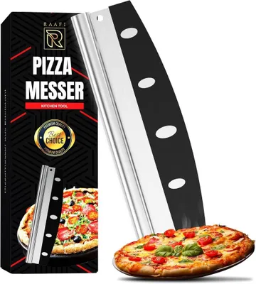 Produktbild von Pizzamesser, Pizzaschneider Edelstahl, Tortenmesser, 35,5 cm lang, Kräuterhacker