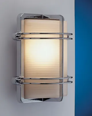 Produktbild von Chrom Wandlampe eckig IP54 Maritim Echt-Messing Glas TOMASO Außenlampe Haustür Wand außen
