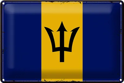 Produktbild von Blechschild Flagge Barbados 30x20cm Retro Flag of Barbados