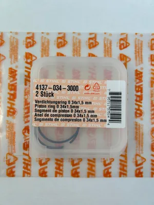 Produktbild von 2x STIHL original Kolbenringe 41370343000 34x1,5mm BG55 BG65 BG75 BG85 BR45C SH55 SH85 HS45 HS75 HS80