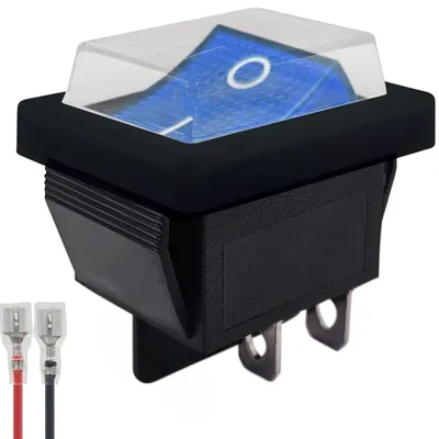Produktbild von ProRide Wippschalter KCD4-202 ON-OFF Blau unbeleuchtet mit Kappe und Kabel