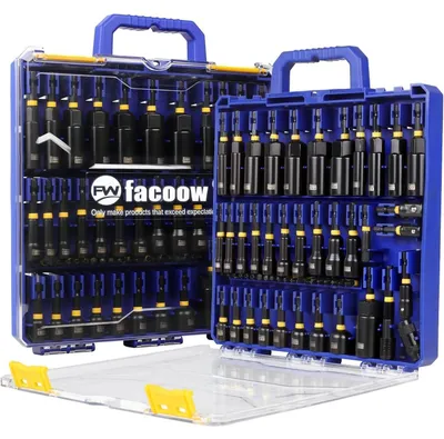 Immagine prodotto di Set di bussole magnetiche da 55 pezzi per trapano a percussione, metriche e SAE, in acciaio Cr-V e S2