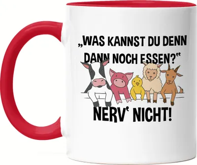 Produktbild von Vegan Vegetarier Lustiger Tasse Rot Geschenkidee Plant-Based Tierwohl Nerv Nicht Fleischesser