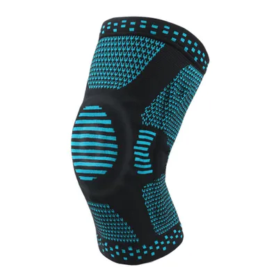 Produktbild von Kniebandage Knieschoner mit Silikonpads, Federunterstützung 1-tlg für Laufen, Meniskusriss, Arthritis, Gelenkschmerzlinderung für Männer Damen blau L