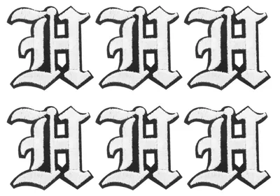 Productafbeelding van Borduurpatches - Motief: letter H - Textilverfraaiing - 6 stuks
