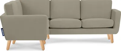 Produktbild von KONSIMO Ecksofa links mit Armlehnen "TAGIO", Beige, Velourstoff, Scandinavian, 220x80x181cm