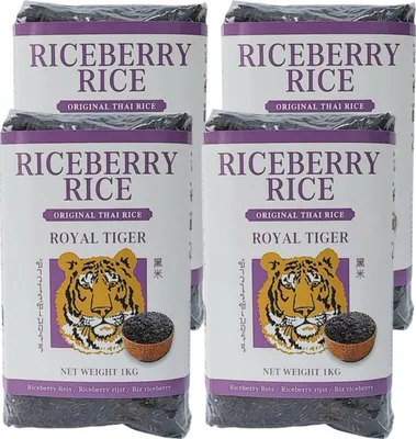 Obrázek produktu pro Royal Tiger Riceberry, 4x 1kg pytel, černá jasmínová rýže