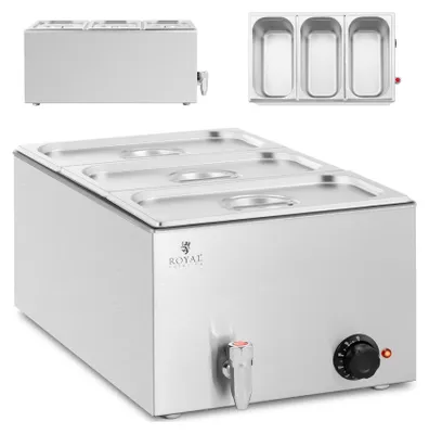 Produktbild von Elektrischer Bainheater mit Wasserhahn 3 x GN 1/3 600 W