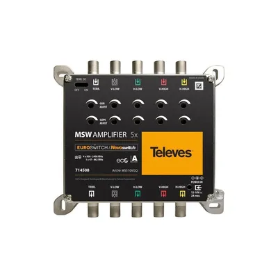 Produktbild von Televes 714508, 5 Eingänge, 5 Ausgänge, 950 - 2400 MHz, 47 - 862 MHz, 0 - 15 dB, IP20