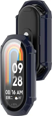 Produktbild von Schutzhülle mit Glas für Xiaomi Smart Band 9, Bizon Case Watch Adamo, Blau