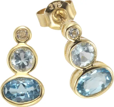 Produktbild von F Ohrstecker 375/- Gelbgold mit Blautopas/Weißtopas