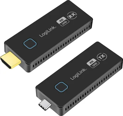 Obrázok produktu pre LogiLink HDW0104, 3840 x 2160 px, AV vysielač a prijímač, 30 m, Káblový a bezdrôtový, Čierna, HDCP