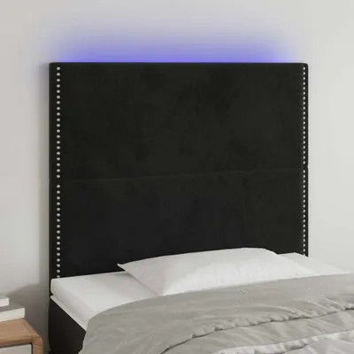 Image de vidaXL LED Tête de lit noir 100x5x118/128 cm velours - LED Tête de lit - LED Têtes de lit - Tête de lit