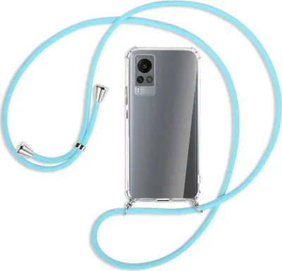 Produktbild von Handykette Backcover-Schutzhülle mit Band (Metall silberfarben) für vivo X60 - himmelblau