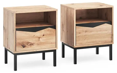 Productafbeelding van Nachtkastje Vicco Elvano Eiken/Zwart 40 x 50 cm Set van 2, Model 61285