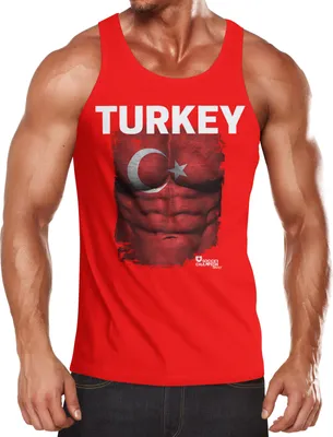 Produktbild von EM Tanktop Herren Fußball Türkei Flagge Fanshirt Waschbrettbauch MoonWorks® XXL
