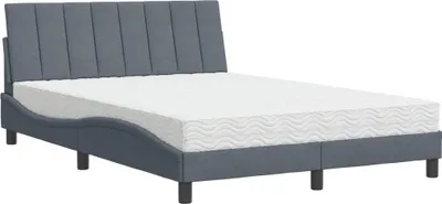 Produktbild von vidaXL Bett mit Matratze "Hanko" Dunkelgrau 140x190 cm Samt