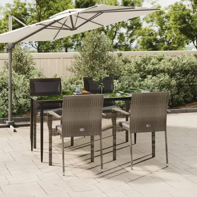 Immagine prodotto di 2025 Set di mobili da giardino moderni set di mobili da balcone set da pranzo da giardino 5 pezzi con cuscini nero e grigio poly rattan - set di mobili da giardino,design 1874434 2parcel