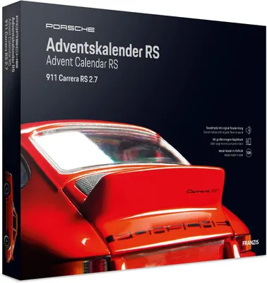 Immagine prodotto di Calendario dell'Avvento FRANZIS Porsche Carrera RS | 24 tappe per una Porsche RS sotto l'albero di Natale | Dai 14 anni in su