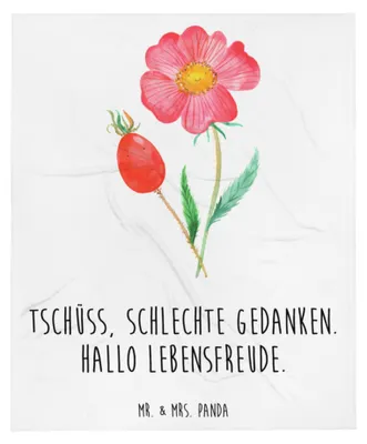 Produktbild von Mr. & Mrs. Panda Decke Blume Hagebutte - Weiß - Geschenk, Tagesdecke, Schlechte Gedanken, Kuscheldecke, Sofadecke, Flauschige, Lebensfreude, Garten, Bettüberwurf
