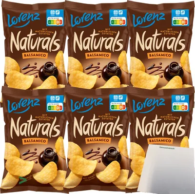 Produktbild von Lorenz Naturals Balsamico Chips Kartoffelchips geröstet 6er Pack (6x95g Beutel) + usy Block