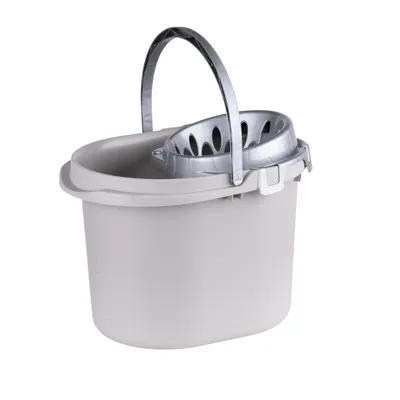 Produktbild von TOPFANN Putzeimer mit Auswringer 15 L – Wischeimer für Rundmopp Grau-Beige