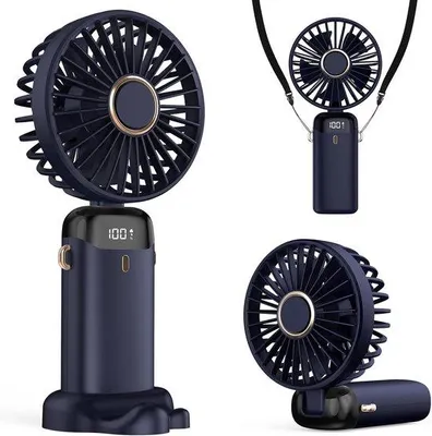 Produktbild von Handventilator - Mini USB-Lüfter - 5 Geschwindigkeiten - LED-Anzeige - Mit Aromatherapie-Funktion - Ideal für Zuhause & Reisen - 5 Geschwindigkeiten - Donkergelb