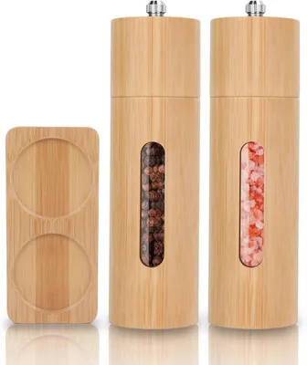 Salz- und Pfeffermühle Set 2er, Holz, 18 cm, Keramikmahlwerk