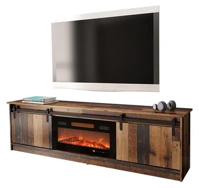 Produktbild von Mirjan24 TV-Lowboard Granero mit Elektrischem Kamin, Stilvoll TV Schrank, Realistische LED-Flamme (Farbe: Old Wood, mit Kamin Schwarz)