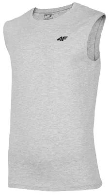 Productafbeelding van 4F Heren T-shirt zonder mouwen, model M075, kleur: lichtgrijs melange, maat S. Kleur: grijs (lichtgrijs melange)