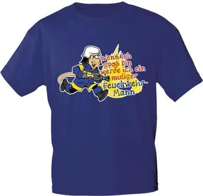 Produktbild von Kinder T-Shirt mit Print - Wenn ich groß bin..mutiger Feuerwehrmann - 06984 - blau - Gr. 86-164 Größe - 122/128