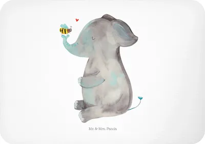 Produktbild von Mr. & Mrs. Panda magnet Elefant Biene - Weiß - Geschenk, Kühlschrankmagnet, Liebe, whiteboardmagnet, zettelhalter, holzmagnet, Hochzeitsgeschenk, Liebesspruch