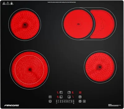 Immagine prodotto di Piano cottura in Vetroceramica - Piano cottura da incasso - Piano cottura elettrico - Piano cottura in vetroVetroceramica - Piano cottura da 59 cm