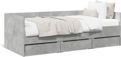 Immagine prodotto di vidaXL Letto da giorno con cassetti senza materasso grigio cemento 90x190 cm