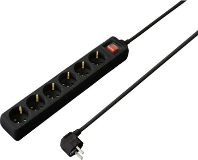 Produktbild von Sygonix SY-4891002 Steckdosenleiste mit Schalter 6fach Schwarz Schutzkontakt 1 St.
