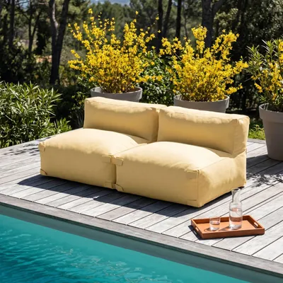 Image de Salon de jardin modulable 2 places jaune clair - Oviala Mixi