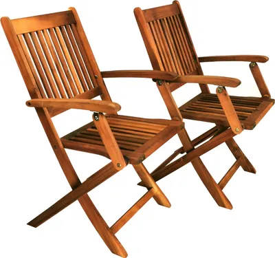 Produktbild von Gartenstuhl 2er Set, Gartensessel, Klappstuhl, aus Akazienholz