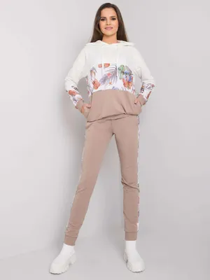 Zdjęcie produktu dla Komplet damski Rue Paris Batre beżowo-biały L/XL