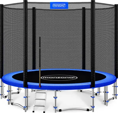Produktbild von MONZANA® Trampolin Ø 427 cm SÜD GS zertifiziert Komplettset inkl. Sicherheitsnetz Leiter Randabdeckung & Zubehör - Kindertrampolin Gartentrampolin