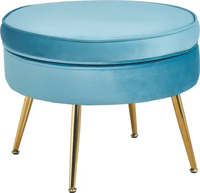 Produktbild von SalesFever Sitzpouf | rund | Bezug Samt-Stoff | Gestell Metall goldfarben | B 52 x T 52 x H 41 cm | blau