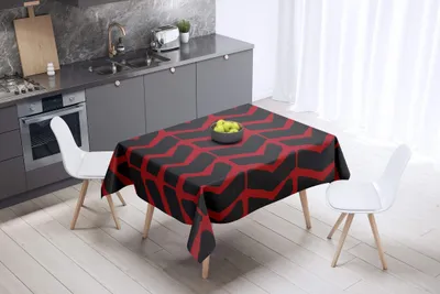 Tischdecke 140x140 cm, Polyester, wasserabweisend, rot schwarz