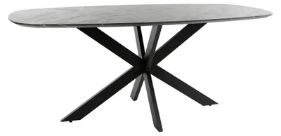 Obrázok produktu pre Jedálenský stôl FURNLUX Onyxmarmor Čierna a čierna 180 cm / Hlavná farba: Čierna / Rozmery: 180 x 77 x 90 cm