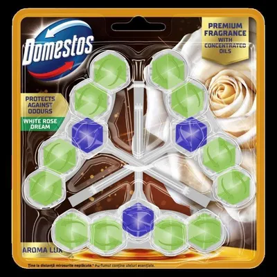 Zdjęcie produktu dla Domestos Kostka WC Zapachowa Aroma White Rose Green Tea 3x50g