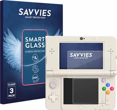 Produktbild von 3x Savvies Schutzglas Folie für Nintendo New 3DS 9H Panzer Schutzfolie Glas Displayschutz klar transparent