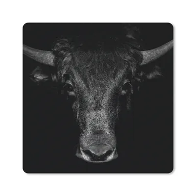 Produktbild von MuchoWow® Mauspad Mousepad Taurus - Tiere - Schwarz - Weiß 30x30 cm - Mousepads - Maus Mat - Pad - Mausunterlage - Gaming