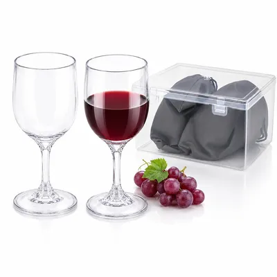 Produktbild von Kunststoff Weinglas Set 2 Stück, bruchfestes Weinglas BPA-frei, zerlegbar mit Box, Camping Glas für Wein, Picknick & Outdoor