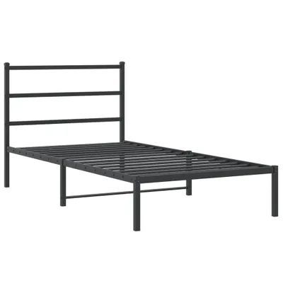 Produktbild von Bettgestell mit Kopfteil Metall Schwarz 100x200 cm