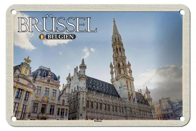 Produktbild von Blechschild Reise 18x12cm Brüssel Belgien Rathaus Wolken Schild